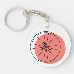 Llavero Círculo de monograma rosa de cítricos de doble car
