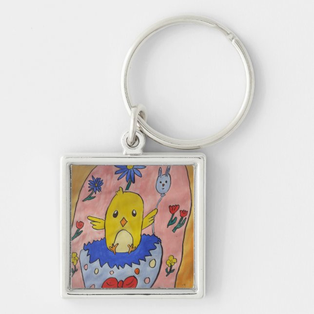 Llavero Círculo de teclas de pollo de Pascua (Frente)