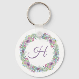 Llavero Círculo Floral Monograma Personalizado