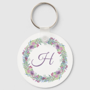 Llavero Círculo Floral Monograma Personalizado