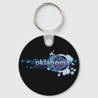 Llavero Círculo gráfico azul Oklahoma Keychain Oscuro