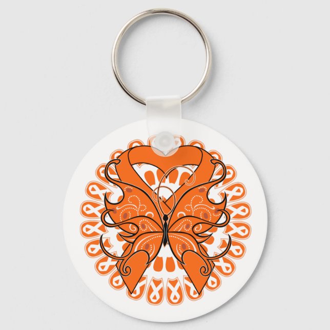 Llavero Círculo mariposa de esclerosis múltiple de cintas (Anverso)