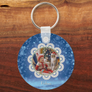 Llavero Círculo Metalizado de los Navidades de la polio de