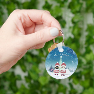 Llavero Círculo Metalizado de los Navidades de la polio de