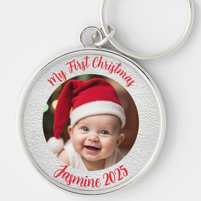 Llavero Círculo Premium Personalizable Primera Navidad del (Frente)