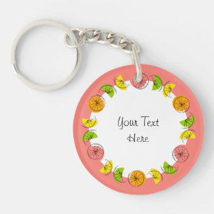 Llavero Círculo rosa del cítrico Monograma de doble cara
