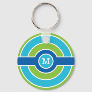 Llavero Círculos azules / verdes personalizado monograma c
