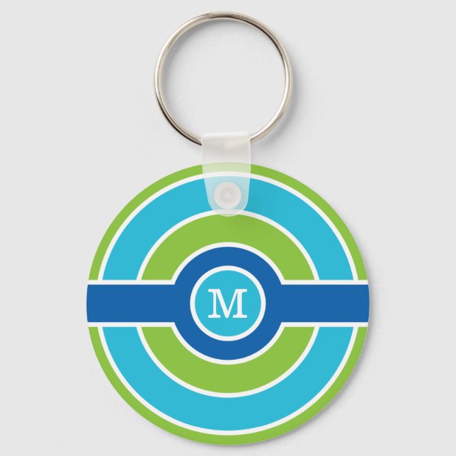 Llavero Círculos azules / verdes personalizado monograma c (Anverso)