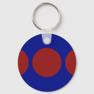 Llavero Círculos rojos en azul