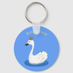 Llavero Cisne blanco con personalizado de la corona