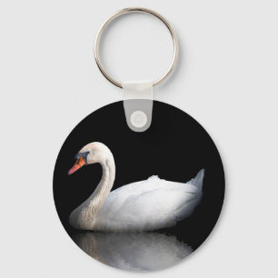 Llavero cisne blanco sobre negro