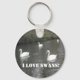 Llavero Cisne de cadena de claves nadando, me encantan los