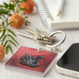 Llavero Cisne oscuro de huesos: elegancia gótica