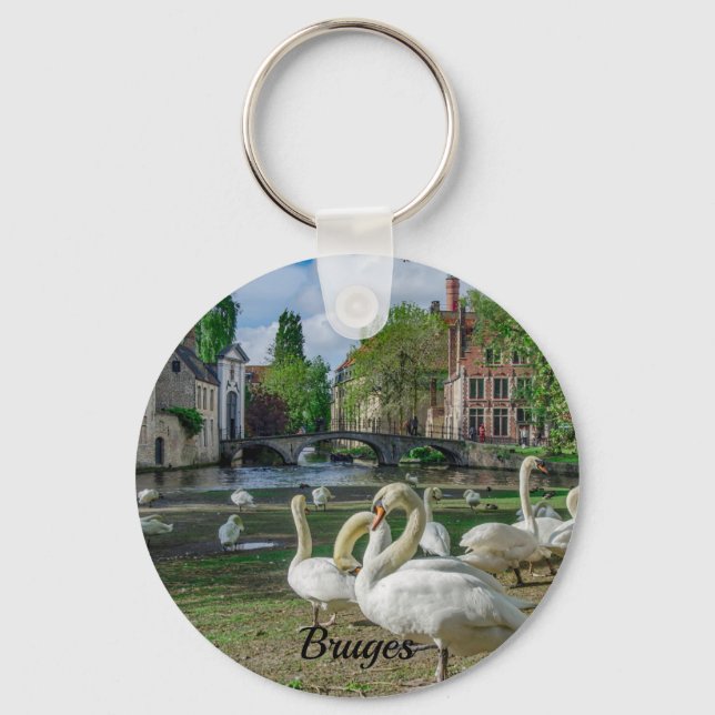 Llavero Cisnes blancos en el centro de Brujas (Anverso)