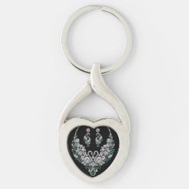 Llavero Cisnes de Cristal Esmeralda | Joyería de Lujo
