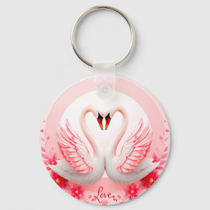 Llavero Cisnes románticos con acentos florales