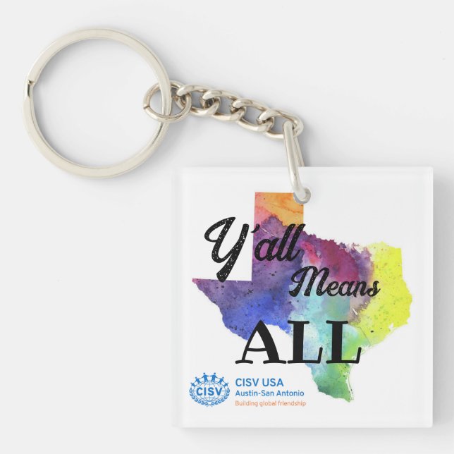 Llavero CISV Austin Keychain "Y'all Means All" (Frente)