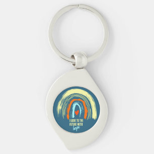 LLAVERO CITA DE AFIRMACIÓN CLÁSICA RETRO BOHO RAINBOW META