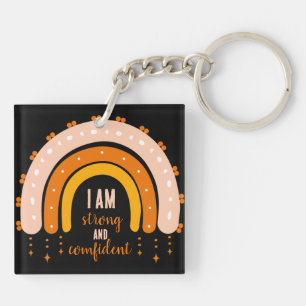 LLAVERO CITA DE AFIRMACIÓN RAINBOW COLOR BOHO NEGRO