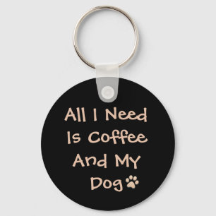 Llavero Cita de Amante de Café y Perro Diseño Mínimo