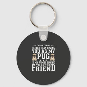 Llavero Cita de amigo familiar de perro Pug