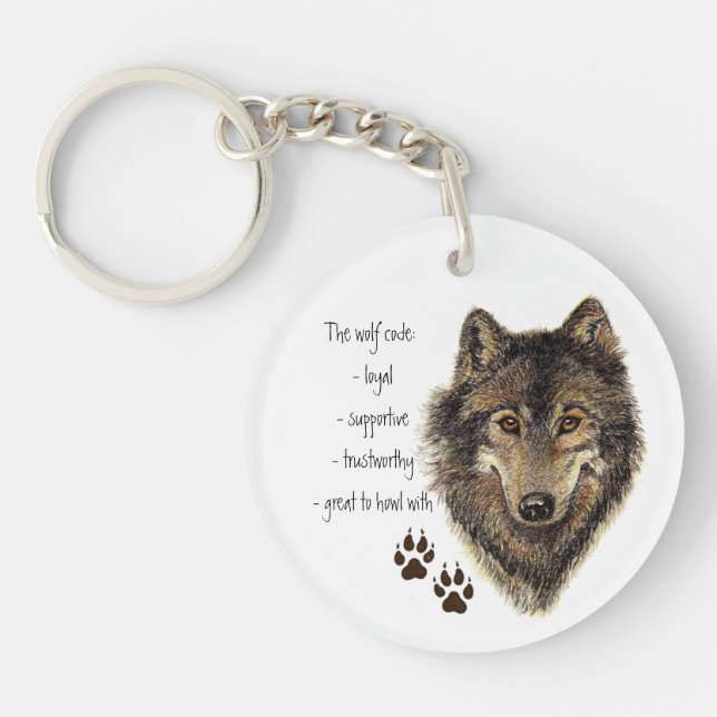 Llavero Cita de código Wolf, cadena de claves para animale (Frente)