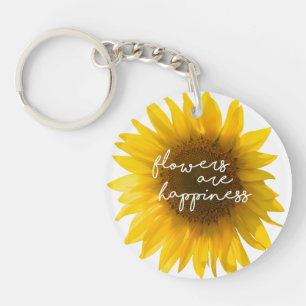 Llavero Cita de girasol "las flores son felicidad"