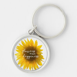 Llavero Cita de girasol "las flores son felicidad"