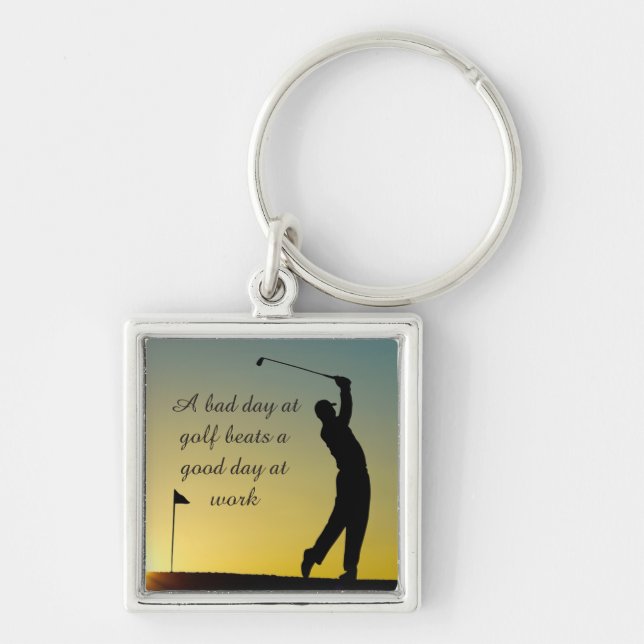 Llavero Cita de golf Golfer en Sunset Keychain (Frente)