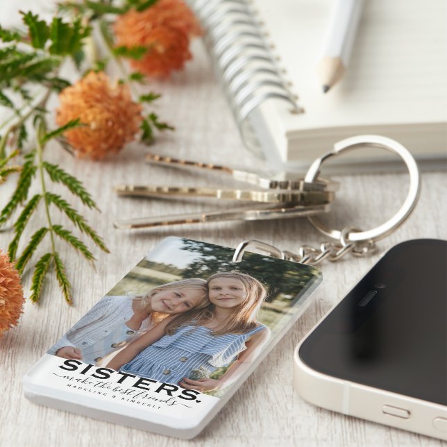 Llavero Cita de HERMANAS y regalo de fotos de 2 (Frente Derecha)