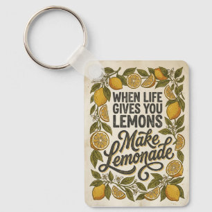 Llavero Cita de Inspiración Limón Amarillo Retro