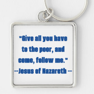 Llavero Cita de Jesús azul Sígueme Da a los Pobres 