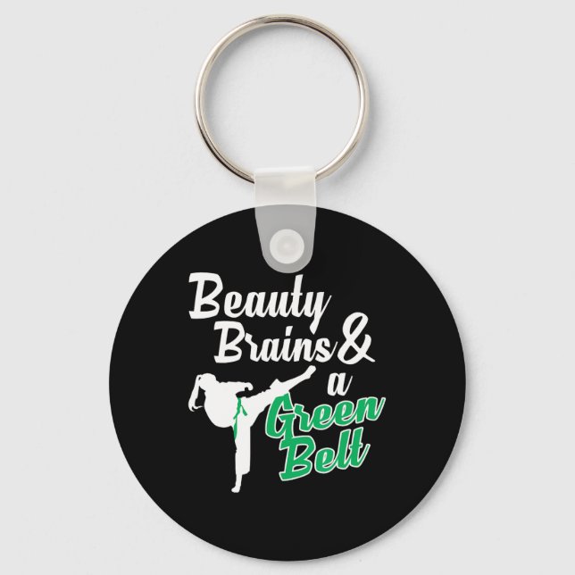 Llavero Cita divertida de judo sobre el Cinturón Verde Tae (Anverso)