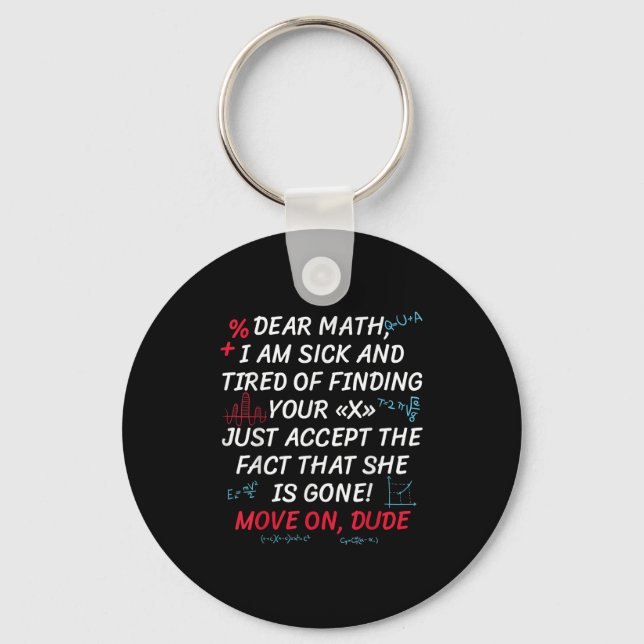 Llavero Cita Divertida de Matemáticas Querida Matemáticas  (Anverso)