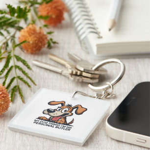Llavero Cita divertida de perro mayordomo de dibujos anima