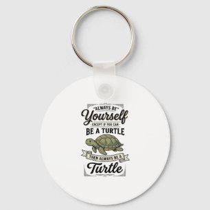 Llavero Cita Divertida de Tortuga Diseño de Grabado Vintag