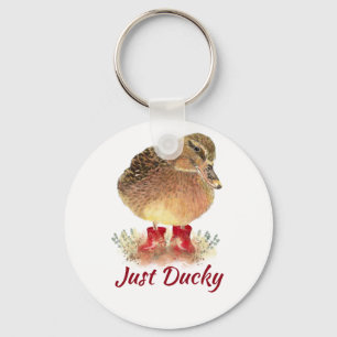 Llavero Cita divertida de un pato corto "Just Ducky"