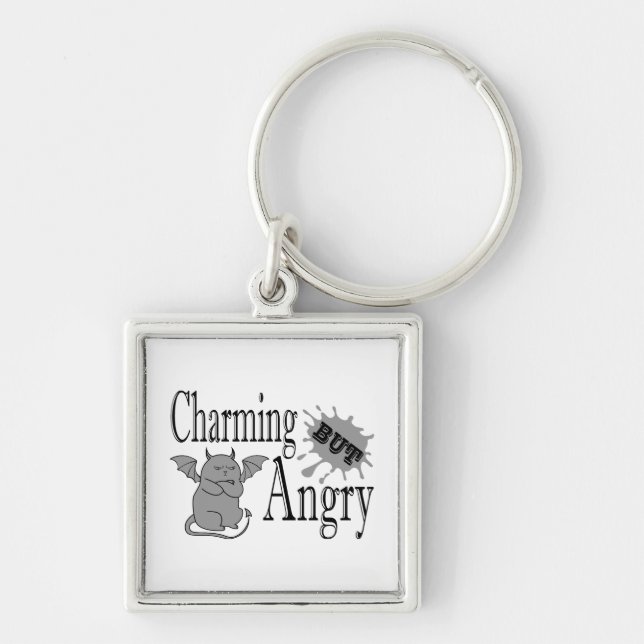 Llavero Cita divertida de un pequeño gato endemoniado, enc (Frente)