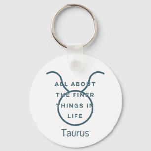 Llavero Cita divertida del Rótulo Taurus Zodiac en Blue Te