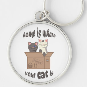 Llavero Cita divertida Home es donde está tu gato
