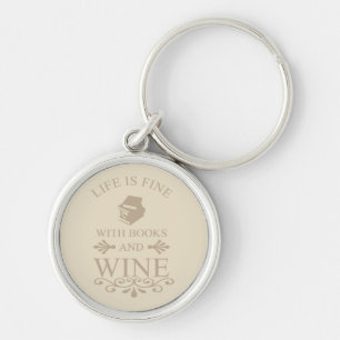 Llavero cita divertida para libros y amantes del vino