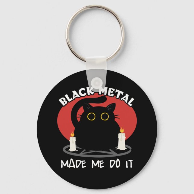 Llavero Cita graciosa Metalizado negra | Gato negro satáni (Anverso)