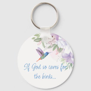 Llavero Cita inspirada en la Biblia Flores Colibrí Pájaro