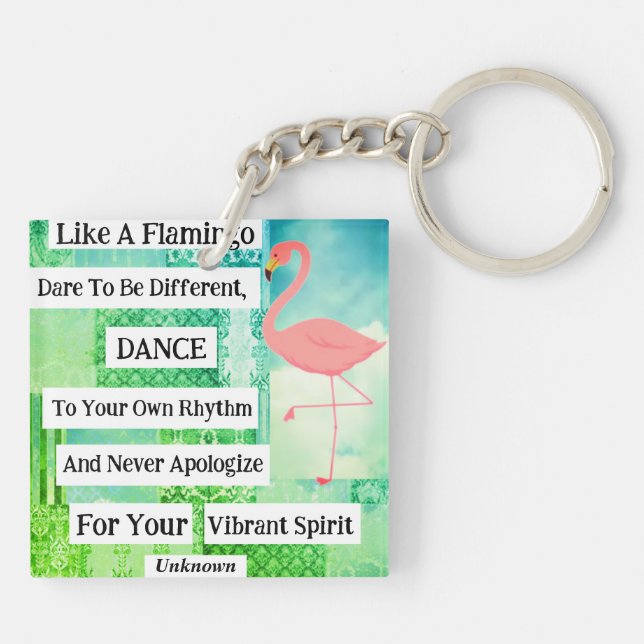 Llavero Cita inspiradora de Flamingo Keychain acrílico (Atrás)