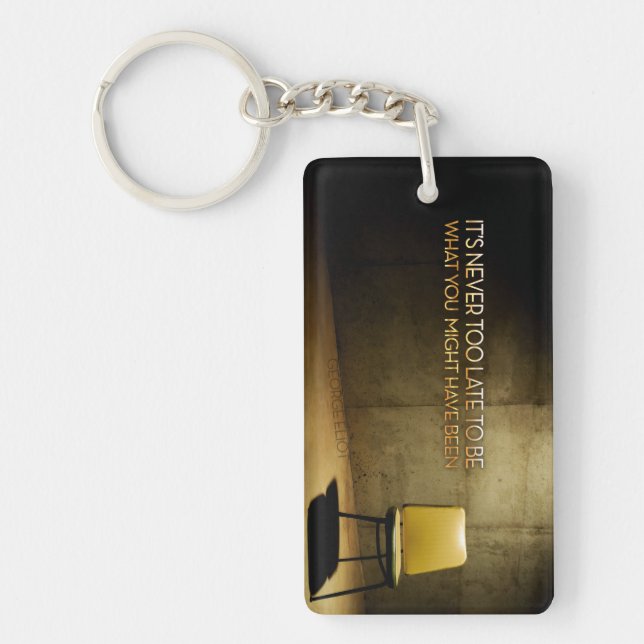 Llavero Cita Inspiradora de George Eliot "Nunca demasiado  (Frente)