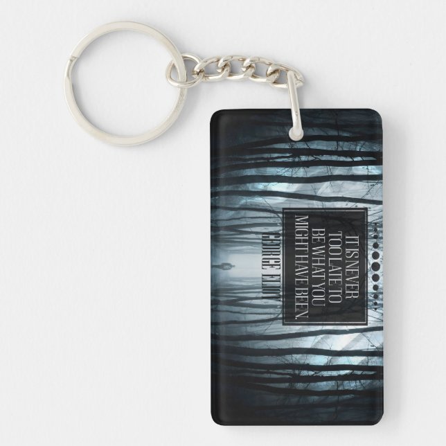 Llavero Cita Inspiradora de George Eliot "Nunca demasiado  (Frente)