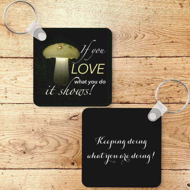 Llavero Cita Inspiradora de luz solar de hongo brillante (metal keychain front and template back)