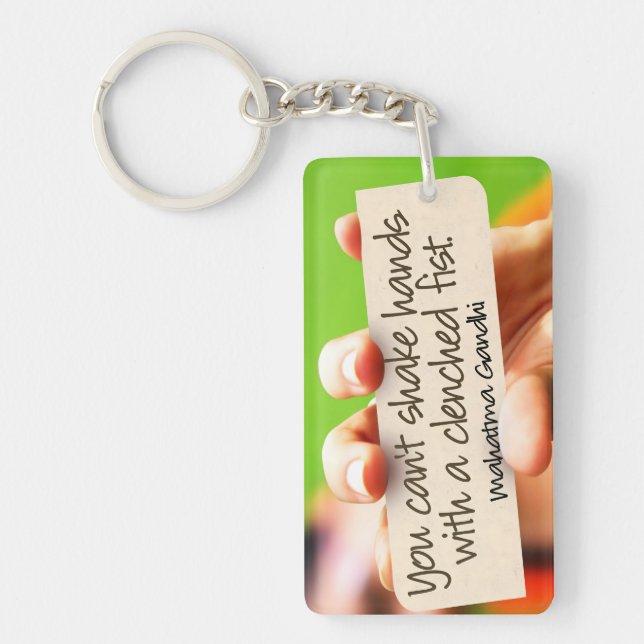 Llavero Cita Inspiradora de Mahatma Gandhi "Agitar las man (Frente)