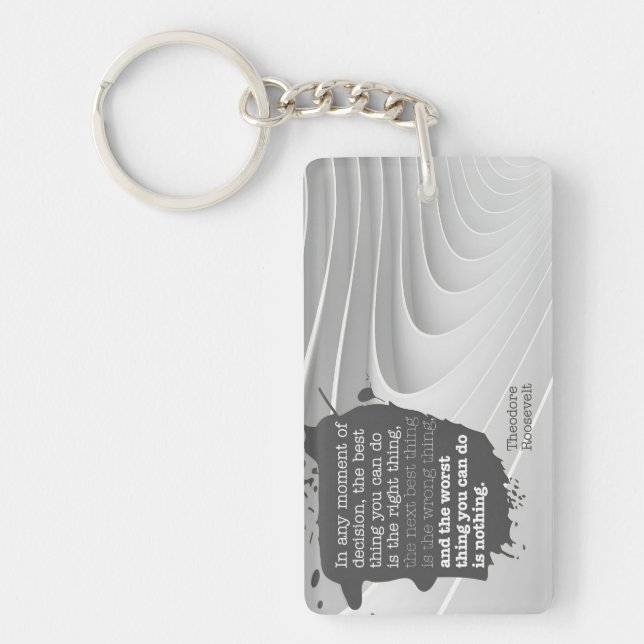 Llavero Cita Inspiradora de Theodore Roosevelt "Decisión" (Frente)