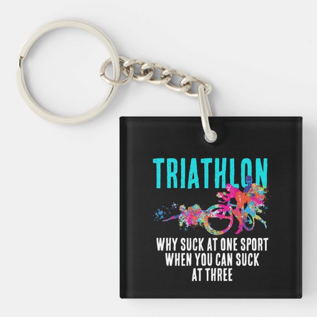 Llavero Cita moderna sarcástica de triatlón con salpicadur (Frente)